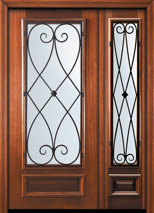 36" x 80" 3/4 Lite Charleston Mahogany Door /1side