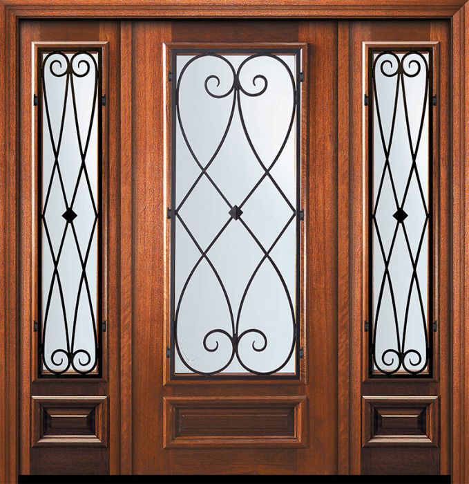 36" x 80" 3/4 Lite Charleston Mahogany Door /2side