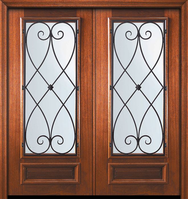 36" x 80" Double 3/4 Lite Charleston Mahogany Door