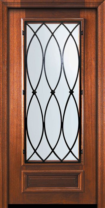36" x 80" 3/4 Lite La Salle Mahogany Door