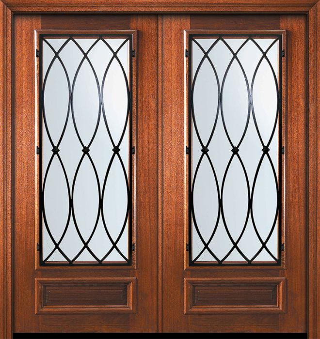 36" x 80" Double 3/4 Lite La Salle Mahogany Door