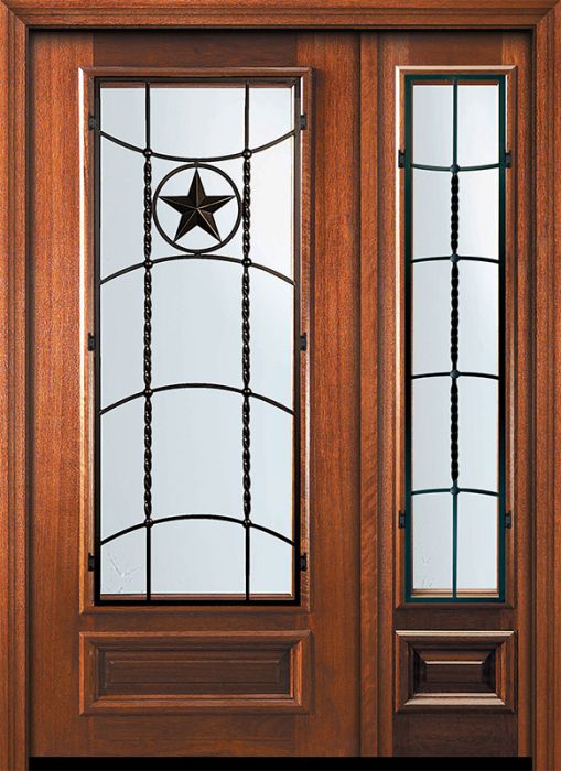 36" x 80" 3/4 Lite Texan Mahogany Door /1side