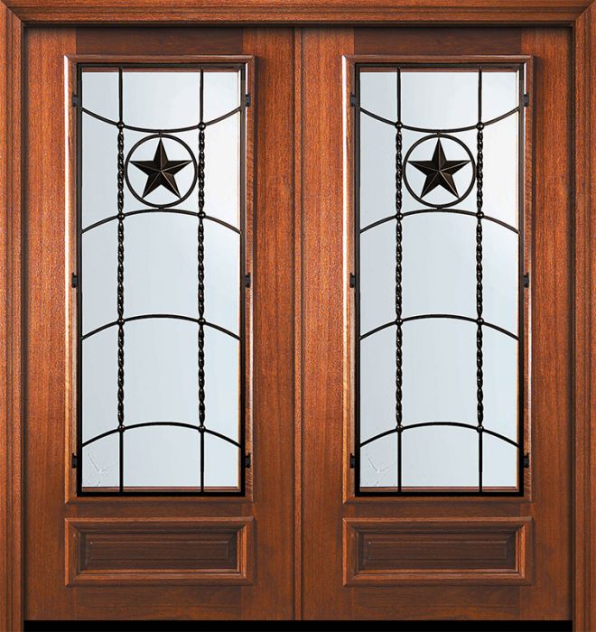 36" x 80" Double 3/4 Lite Texan Mahogany Door