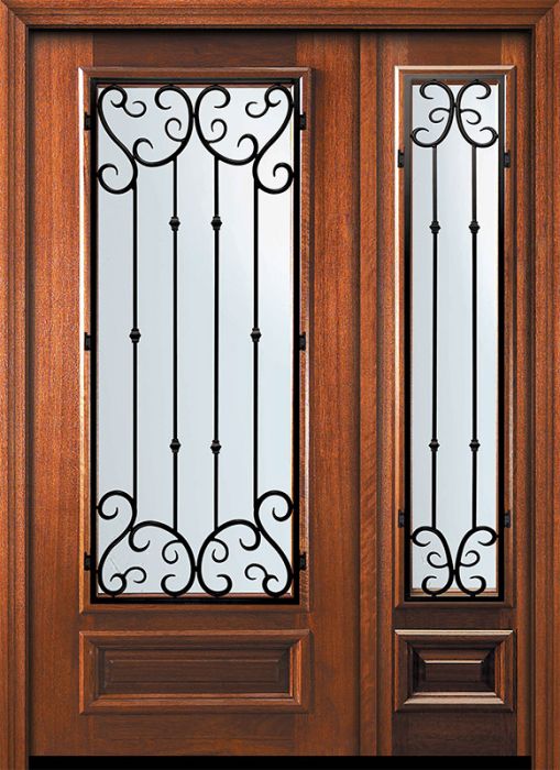 36" x 80" 3/4 Lite Valencia Mahogany Door /1side