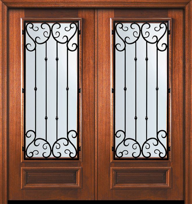 36" x 80" Double 3/4 Lite Valencia Mahogany Door