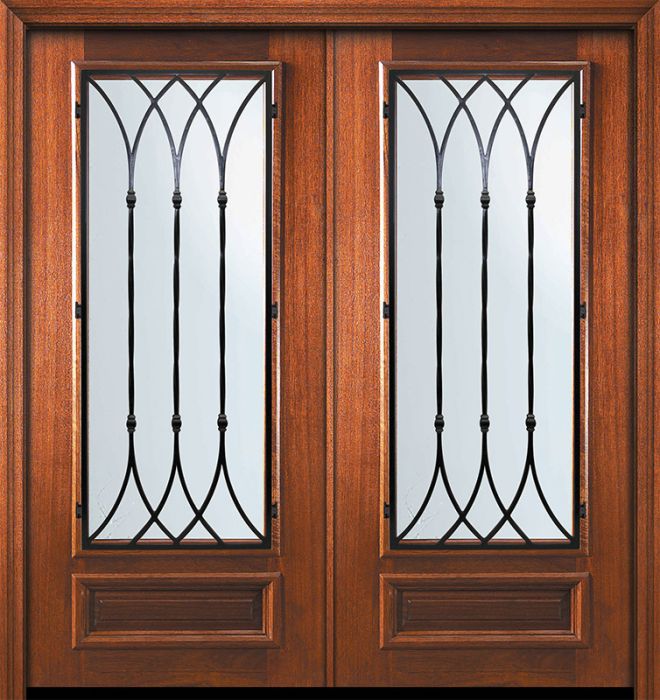 36" x 80" Double 3/4 Lite Warwick Mahogany Door