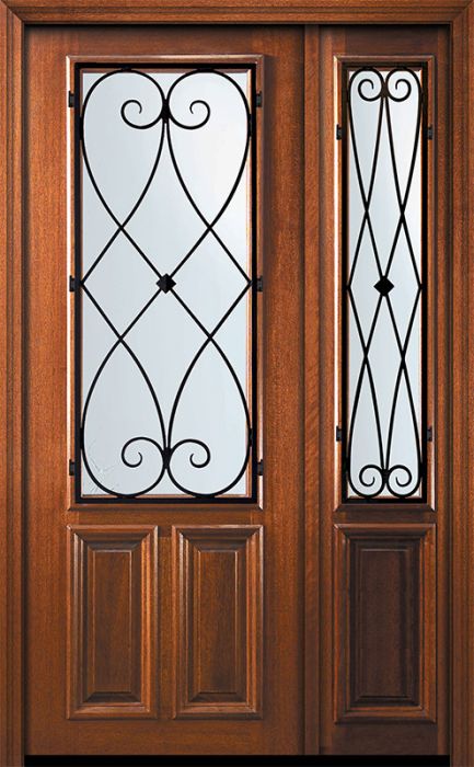 36" x 96" 2/3 Lite Charleston Mahogany Door /1side