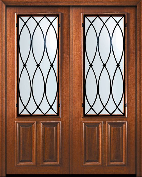 36" x 96" Double 2/3 Lite La Salle Mahogany Door