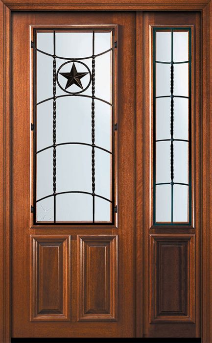 36" x 96" 2/3 Lite Texan Mahogany Door /1side