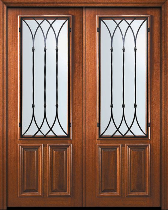 36" x 96" Double 2/3 Lite Warwick Mahogany Door