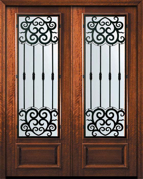 96" Double 3/4 Lite Barcelona Mahogany Door