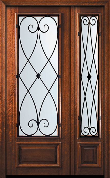 42" x 96" 3/4 Lite Charleston Mahogany Door /1side