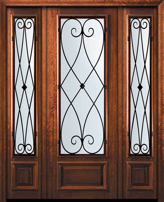 96" 3/4 Lite Charleston Mahogany Door /2side