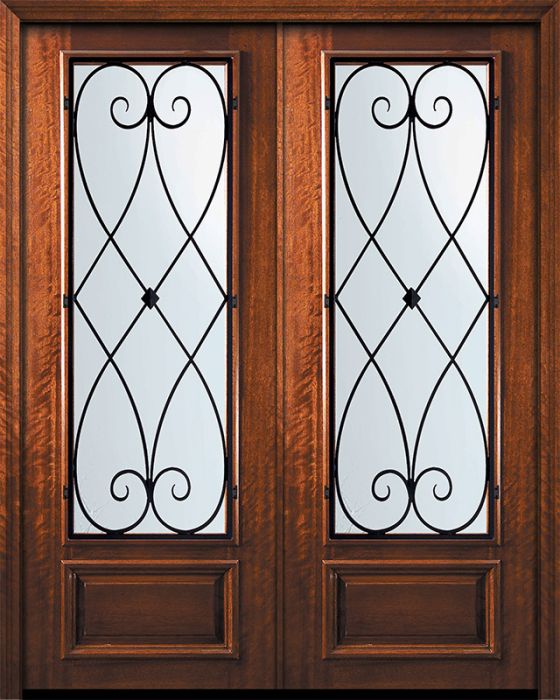 96" Double 3/4 Lite Charleston Mahogany Door