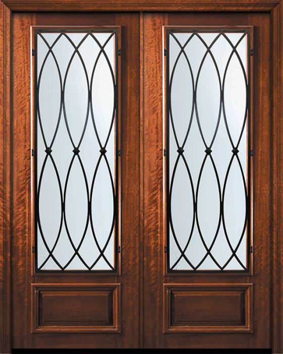 96" Double 3/4 Lite La Salle Mahogany Door