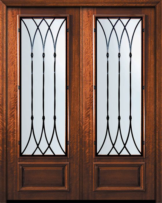 96" Double 3/4 Lite Warwick Mahogany Door
