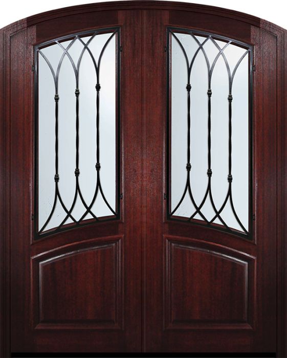 36" x 96" Double Arch Top Warwick Mahogany Door