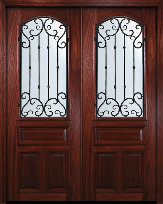 36" x 96" Double Arch Lite Valencia Mahogany Door