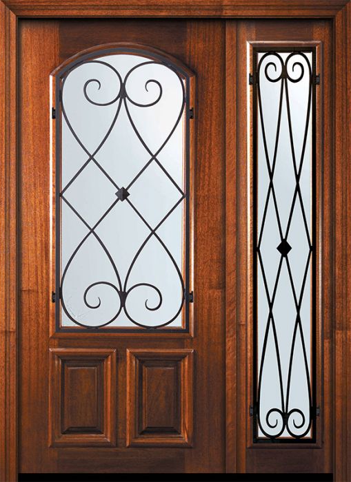 80" Arch Lite Charleston Mahogany Door /1side