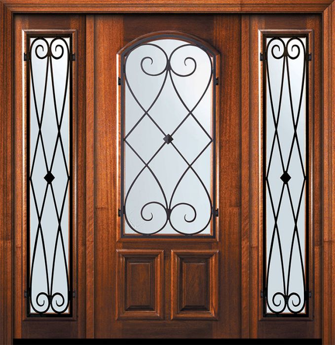80" Arch Lite Charleston Mahogany Door /2side
