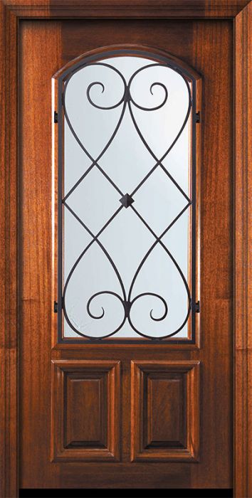 80" Arch Lite Charleston Mahogany Door