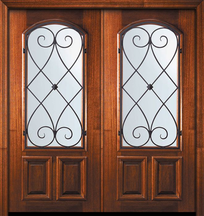 80" Double Arch Lite Charleston Mahogany Door