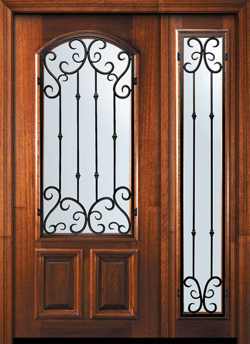 80" Arch Lite Valencia Mahogany Door /1side