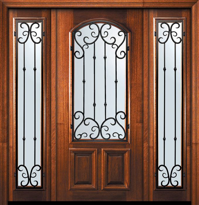 80" Arch Lite Valencia Mahogany Door /2side