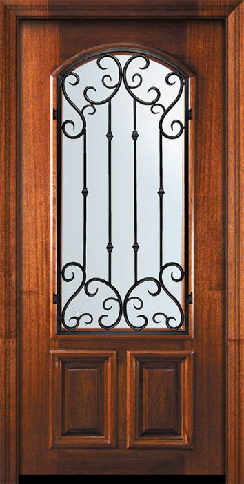 80" Arch Lite Valencia Mahogany Door