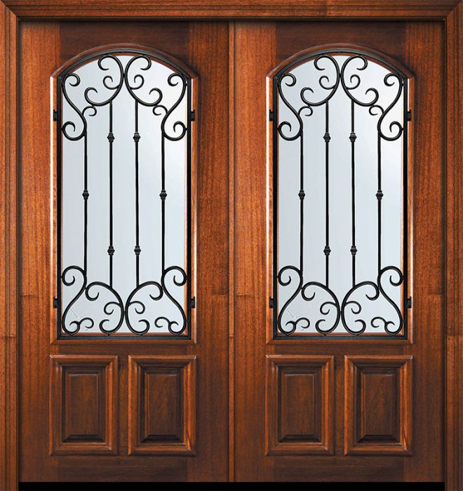 80" Double Arch Lite Valencia Mahogany Door