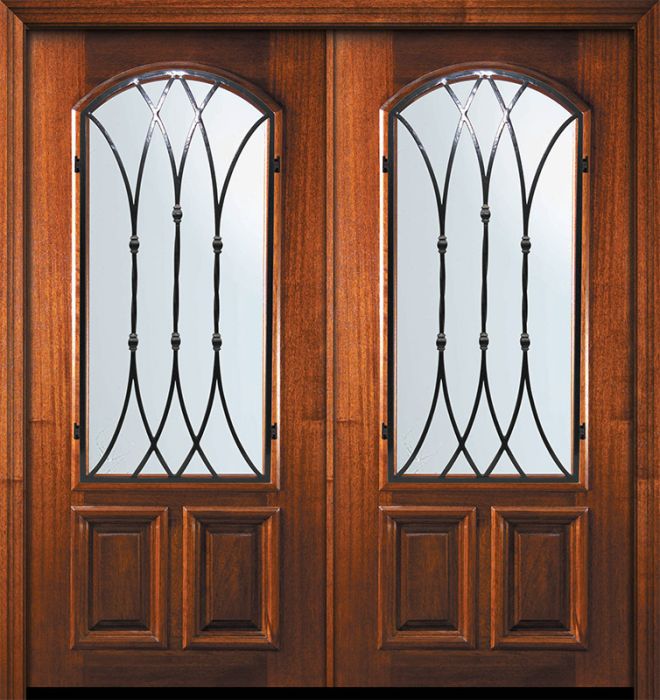 80" Double Arch Lite Warwick Mahogany Door