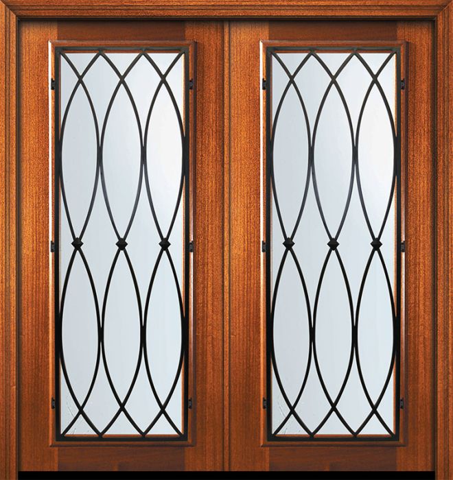 80" Double Full Lite La Salle Mahogany Door