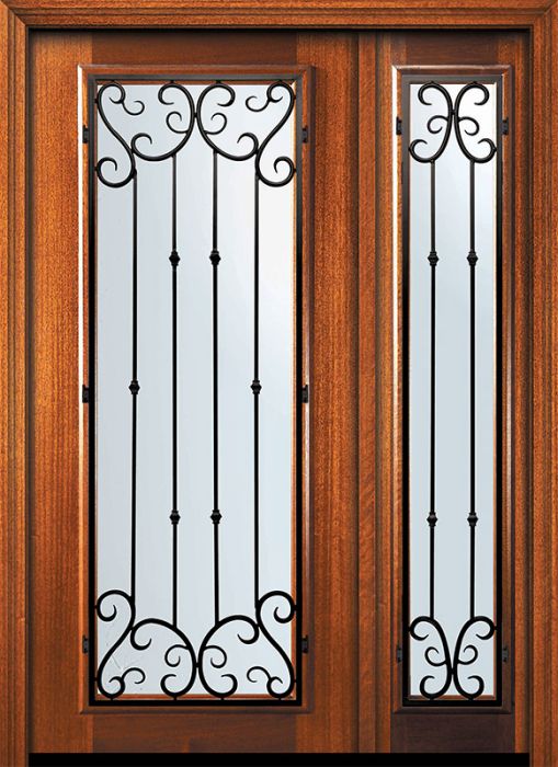80" Full Lite Valencia Mahogany Door /1side