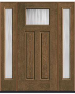 80 Chinchilla Craftsman Top View 2 Panel Mahogany Fiberglass Single Door,Sidelites , WBD Impact