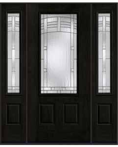 80 Maple Park 3/4 Lite 2 Panel Mahogany Fiberglass Single Door,Sidelites , WBD Impact