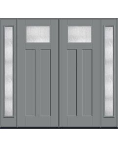 96 Chord Craftsman Top View 2 Panel Shaker Smooth Fiberglass Double Door,Sidelites , WBD Impact
