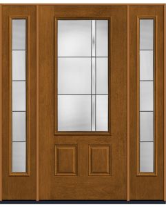 80 Axis 3/4 Lite 2 Panel Mahogany Fiberglass Single Door,Sidelites , WBD Impact
