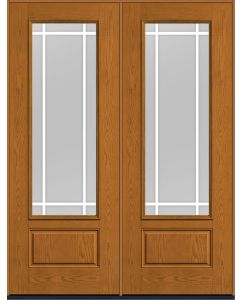 96 Clear Prairie 9 Lite Flat Bar GBG Oak 3/4 Lite 1 Panel Fiberglass Double Doors , WBD Impact