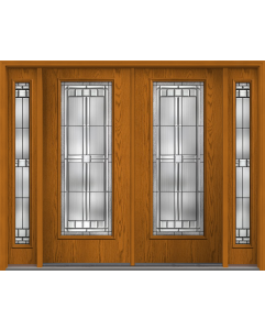 80 Saratoga Full Lite Oak Fiberglass Double Door,Sidelites , WBD Impact
