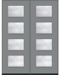 96 Rainglass Modern Pulse Ari 4-Lite Smooth Fiberglass Double Doors , WBD Impact