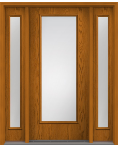 80 Clear Full Lite Oak Fiberglass Single Door,Sidelites , WBD Impact