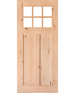 96 Knotty Alder Low-e,6 Lite,Top View Clear Single Door