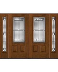 80 Saratoga 3/4 Lite 2 Panel Mahogany Fiberglass Double Door,Sidelites , WBD Impact