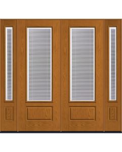 96 Clear Raise/Tilt Oak 3/4 Lite 1 Panel Fiberglass Double Door,Sidelites , WBD Impact