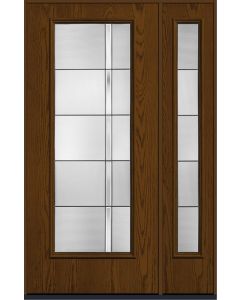 80 Axis Contemporary Modern Full Lite Oak Fiberglass Single Door,Sidelite , WBD Impact