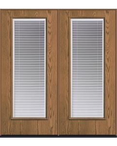 80 Clear Raise/Tilt Oak Full Lite Fiberglass Double Doors , WBD Impact