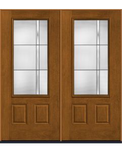 80 Axis 3/4 Lite 2 Panel Mahogany Fiberglass Double Doors , WBD Impact