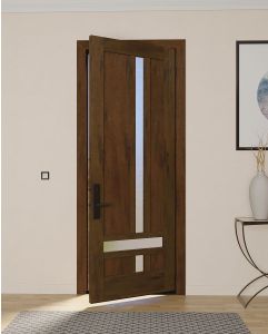 Mahogany Boston Full Lite, Artistic Lite Designer  Contemporary Modern Shaker Single Door