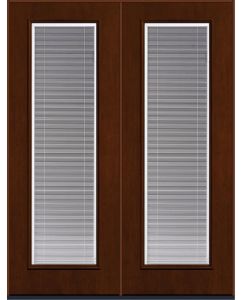 96 Clear Raise/Tilt Mahogany Full Lite Fiberglass Double Doors , WBD Impact