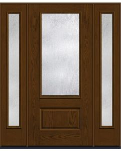 80 Rainglass 3/4 Lite 1 Panel Oak Fiberglass Single Door,Sidelites , WBD Impact